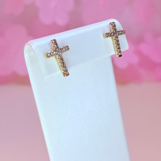 18k cross earrings