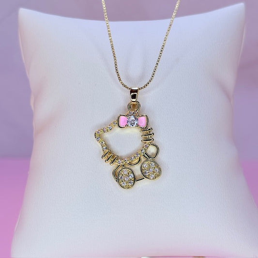 HK pink bow necklace