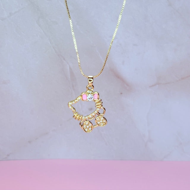 HK pink bow necklace