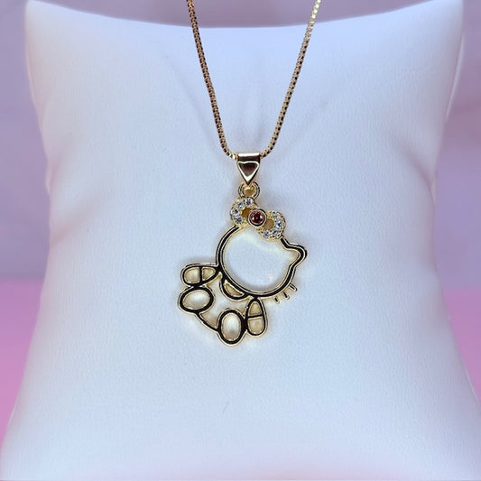 HK red bow necklace
