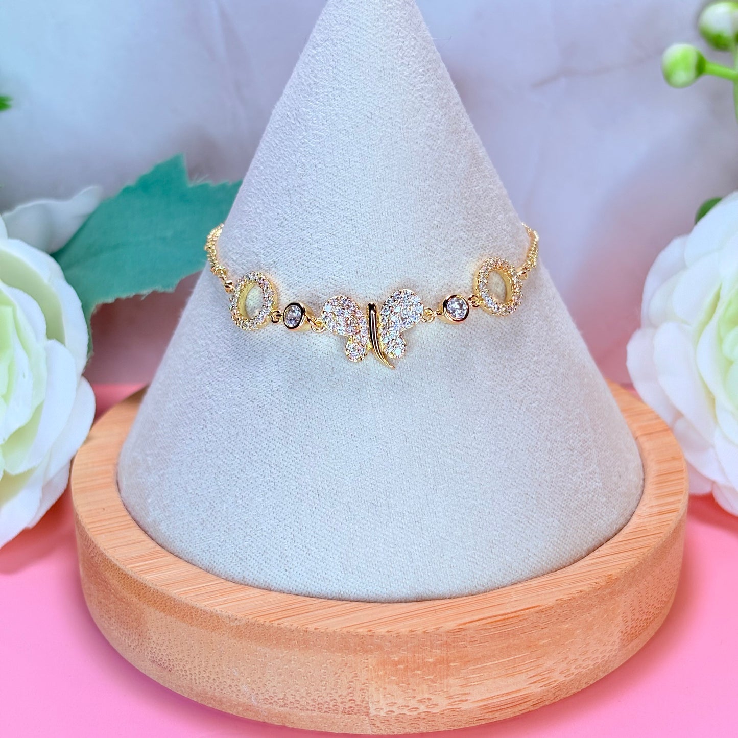 adjustable butterfly circle bracelet