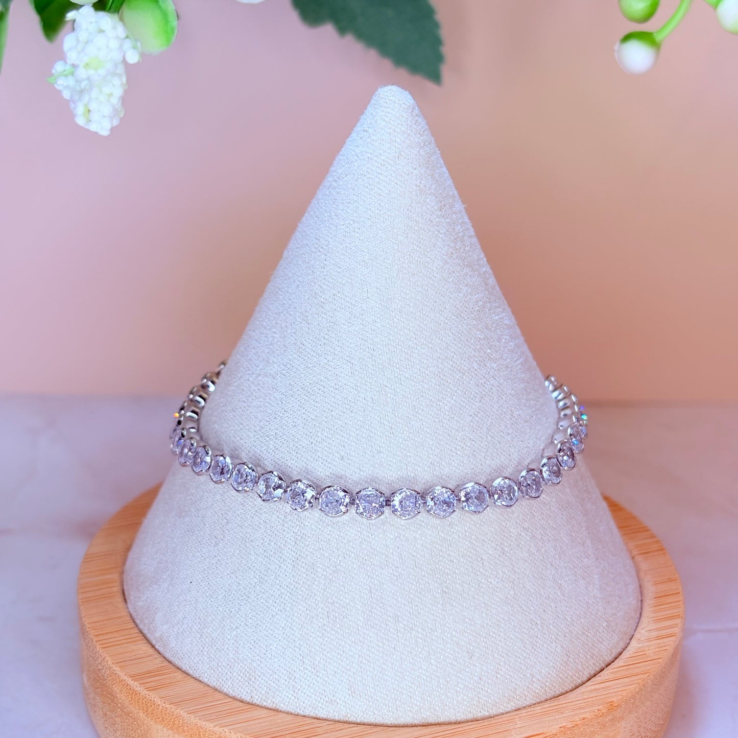 silver tennis bracelet