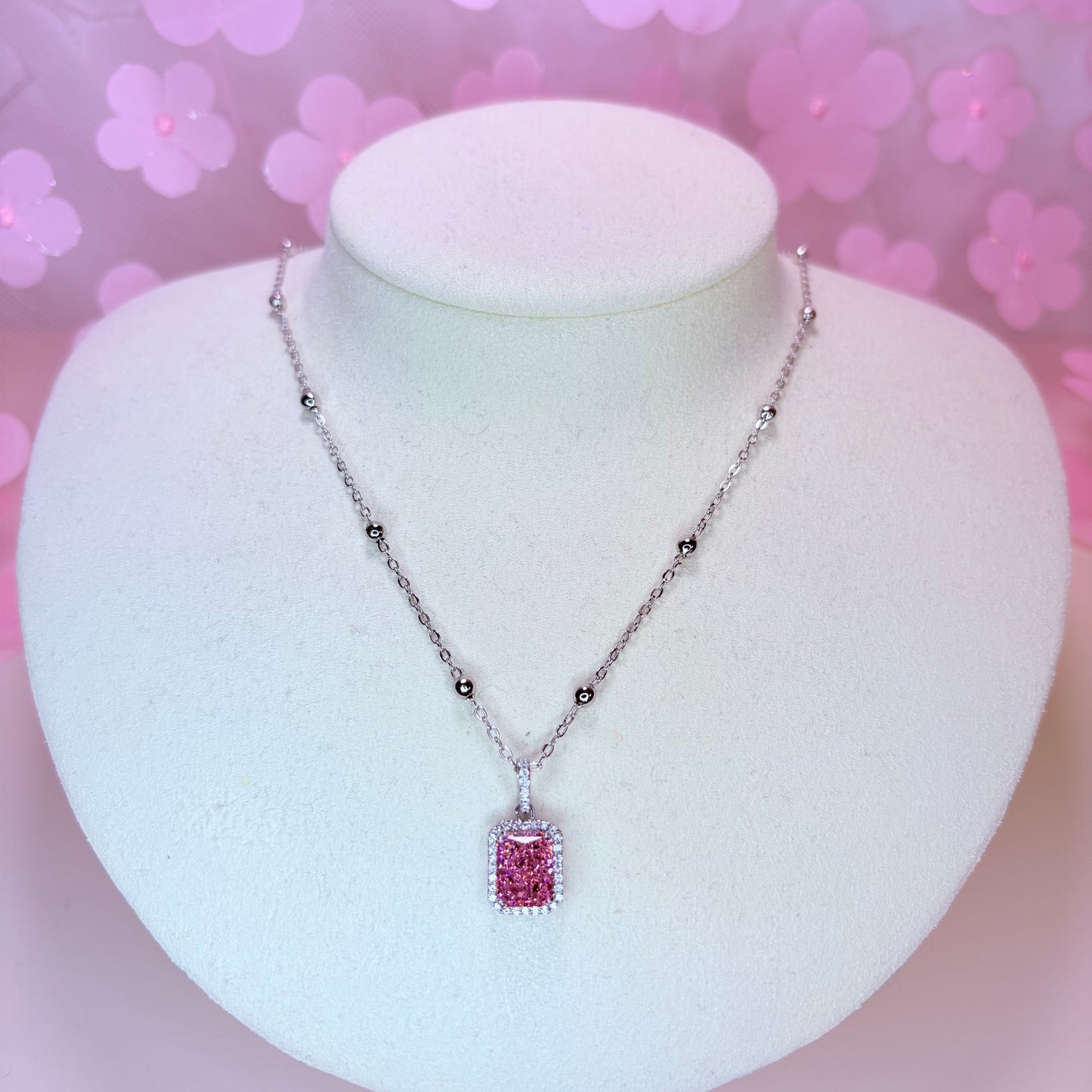 radiant gem silver necklace