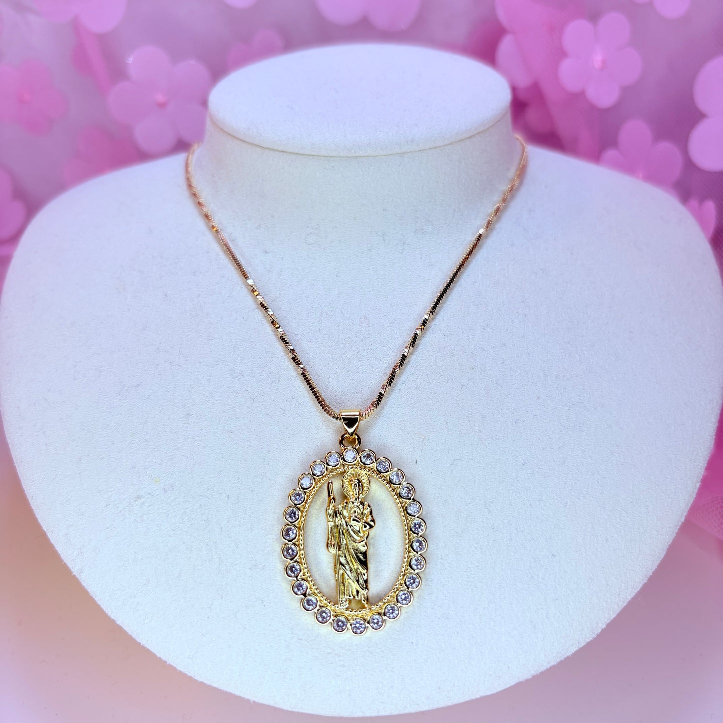 san judas bling necklace