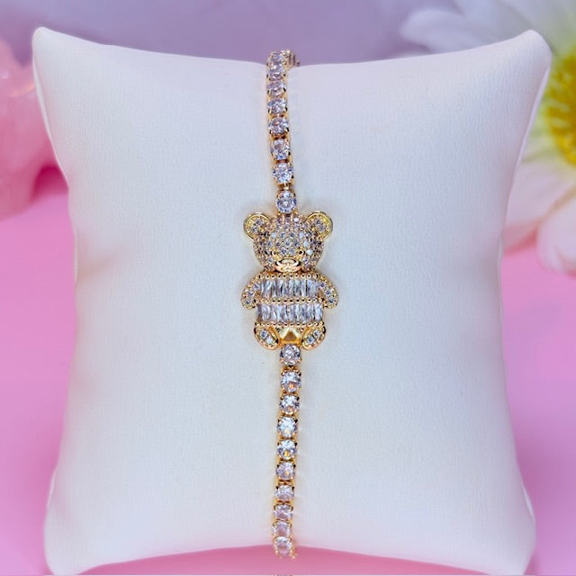 adjustable crystal bear bracelet