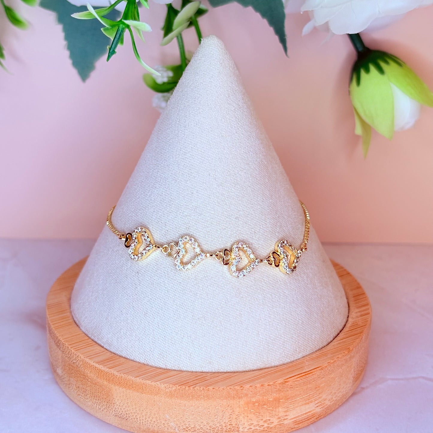 adjustable mariella four heart bracelet