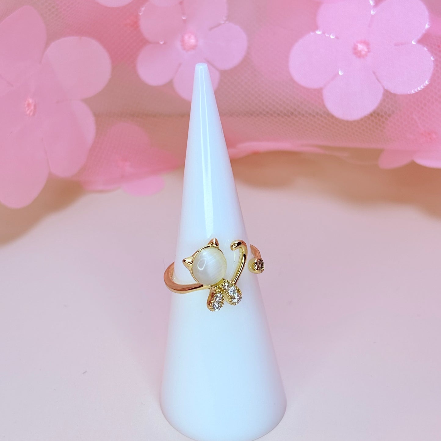 adjustable pearl purr ring