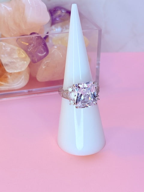 adjustable silver icy glow ring