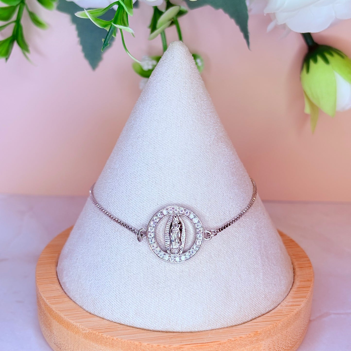 adjustable silver virgencita bracelet