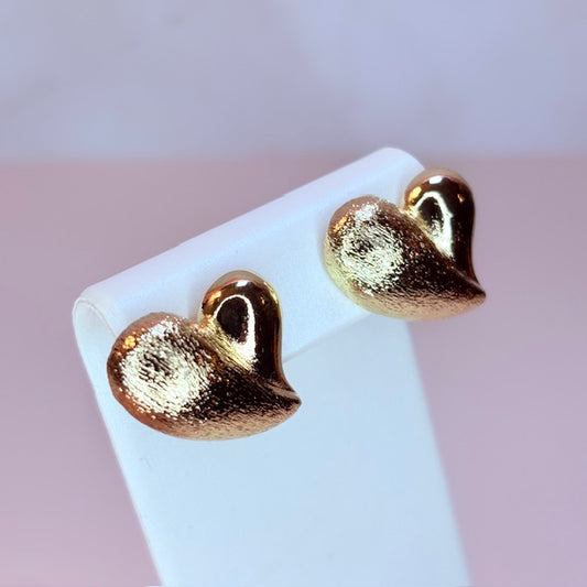 brushed heart chunky earrings