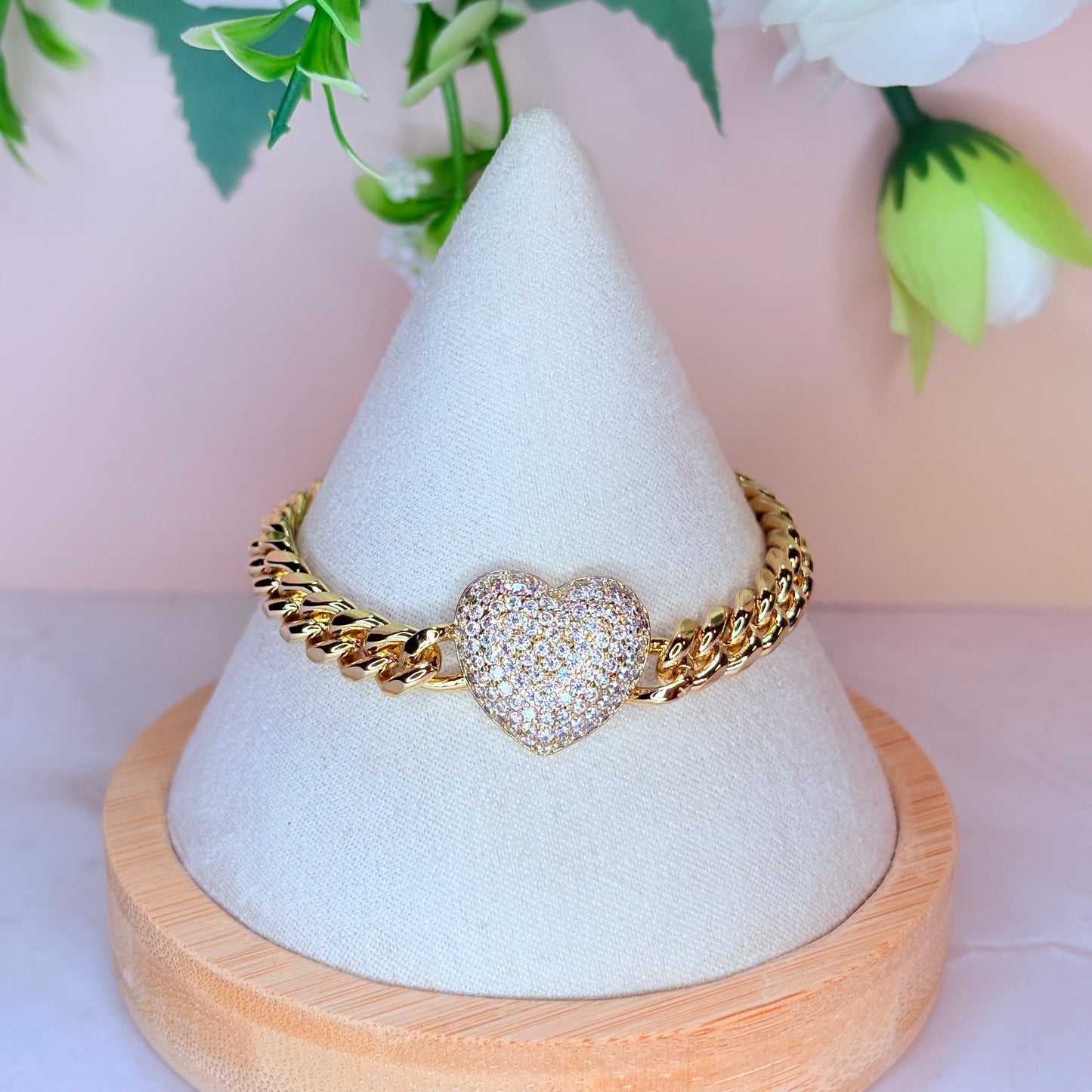 celina bling heart chunky bracelet