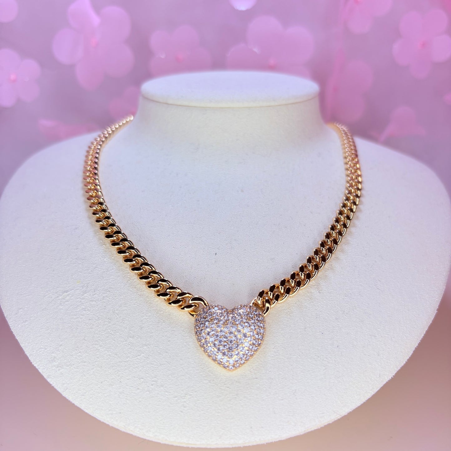 celina bling heart chunky necklace