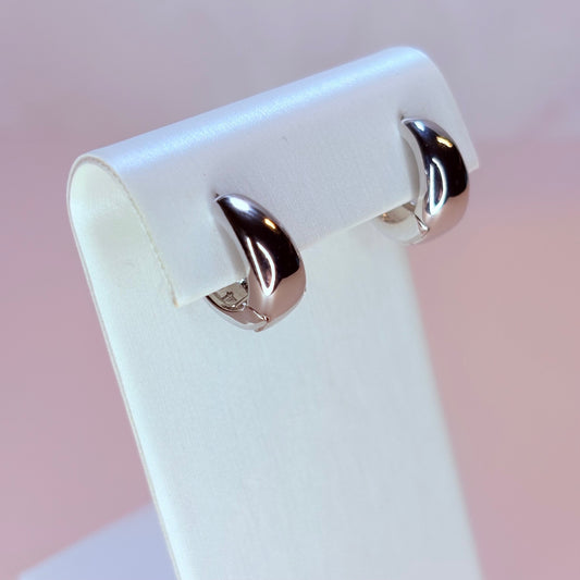 silver cleo huggie earrings