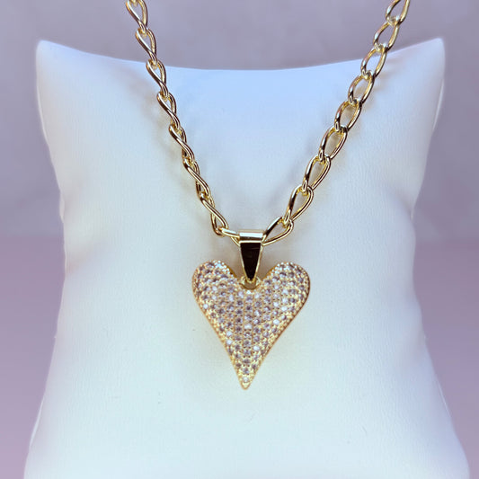 shimmer chunky heart necklace