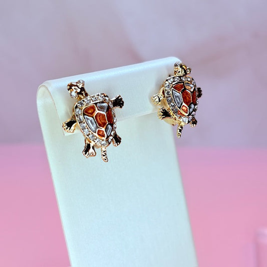 coral turtle earrings
