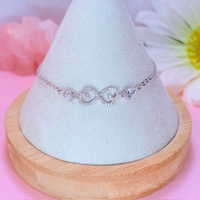 dainty silver infinity heart bracelet