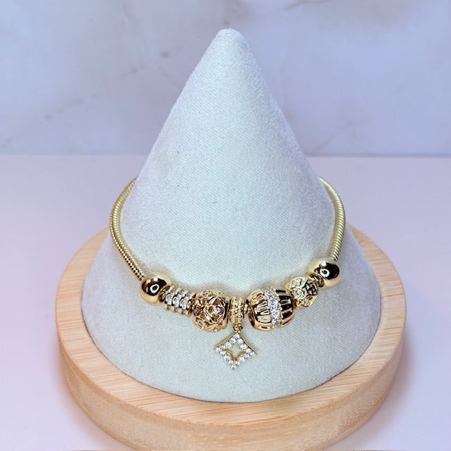 diamond & gold charm bracelet