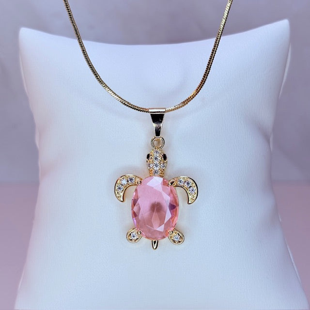 diamond shell turtle necklace