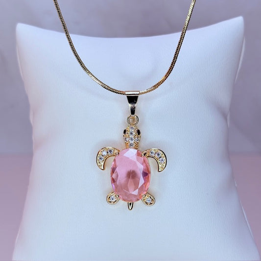 diamond shell turtle necklace