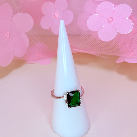 silver envy emerald ring