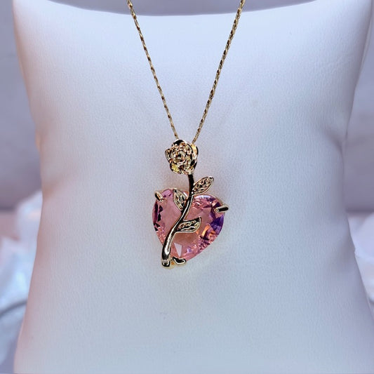 enchanted rose heart necklace