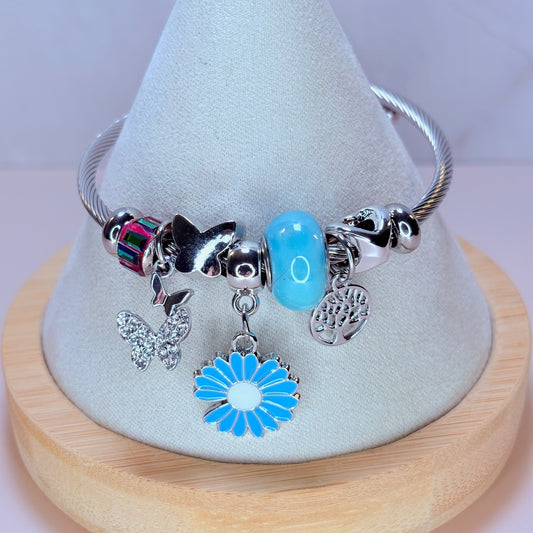 enchanted love flower charm bangle