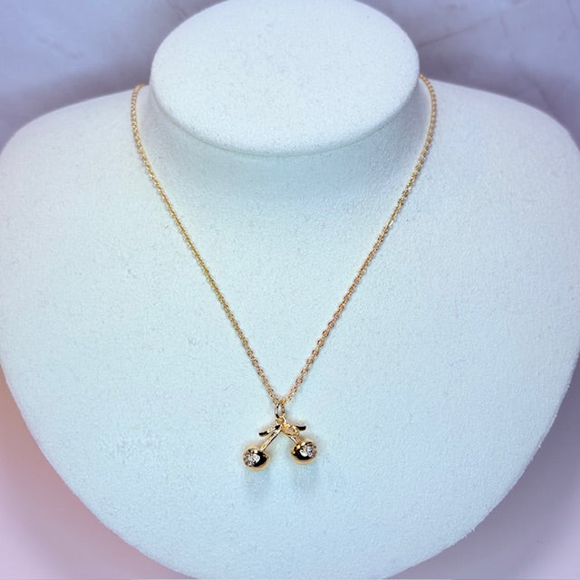 gold cherries necklace