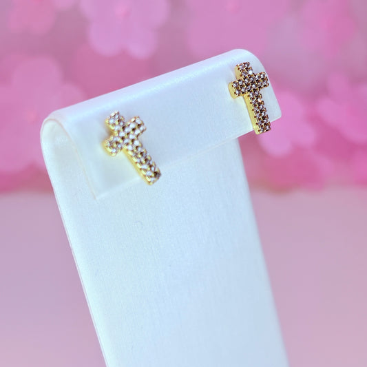 gold cross earrings