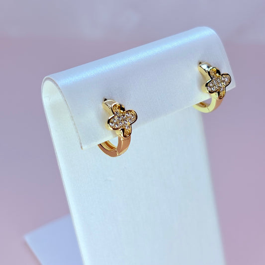 gold luna clover huggie earring