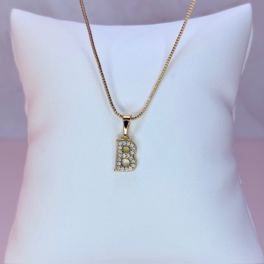 gold mini embellished initial necklace