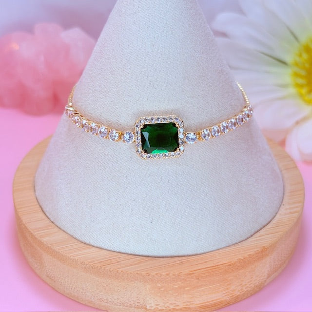 adjustable iced emerald tennis bracelet