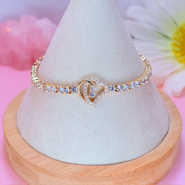 iced heart tennis bracelet