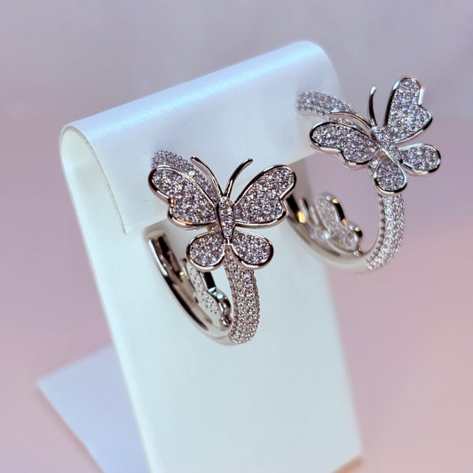 lia butterfly silver hoop earrings