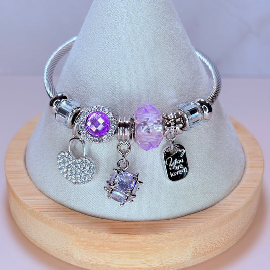 locked in love charm bangle