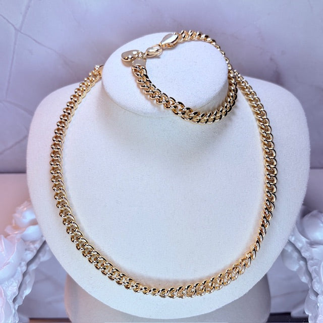 "mi amor" cuban chain & bracelet set