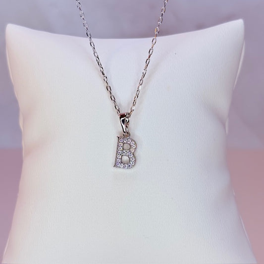 silver mini embellished initial necklace