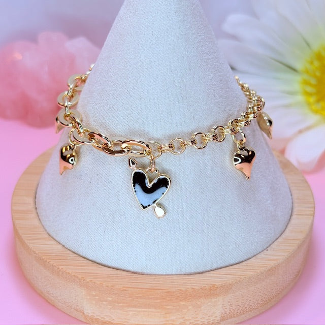 onyx heart drip bracelet