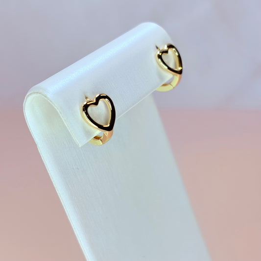 open heart huggie earrings