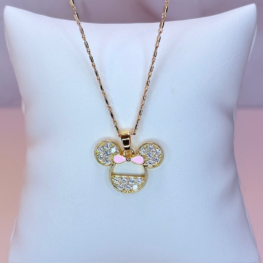 pink bow minnie necklace