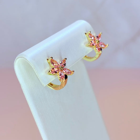 pink starflower earrings
