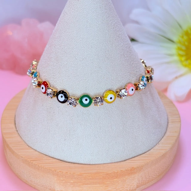 rainbow evil eye bracelet