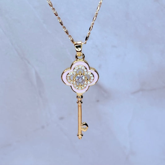 rosebud key necklace