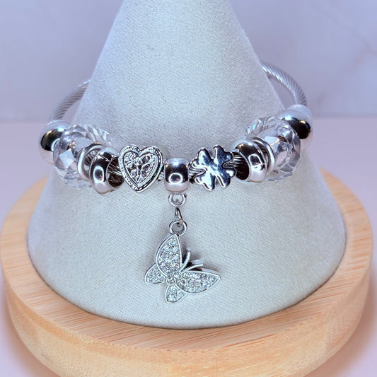 butterfly kisses & clover wishes charm bangle