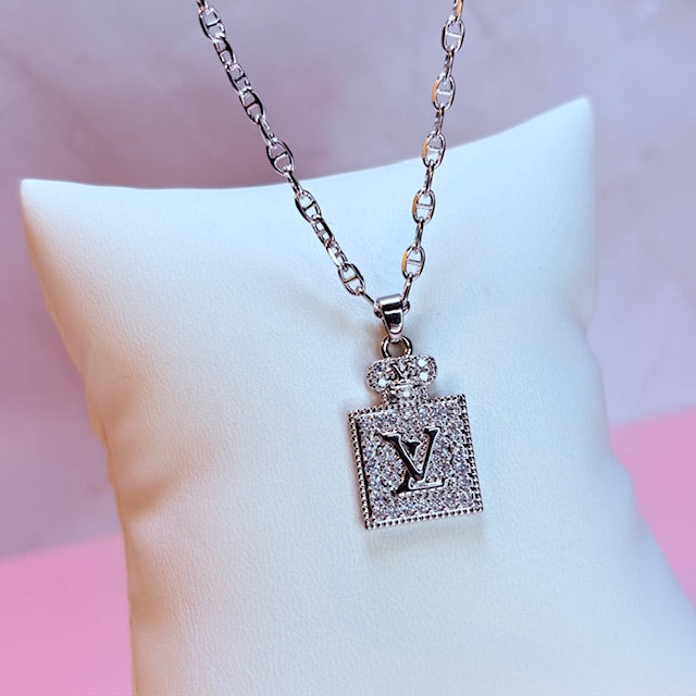 silver LV necklace