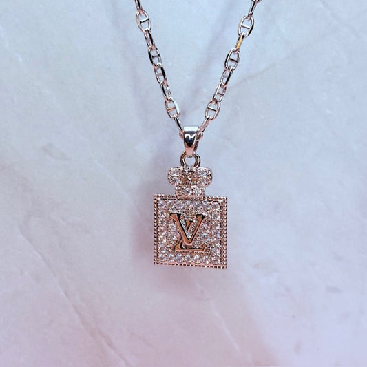 silver LV necklace