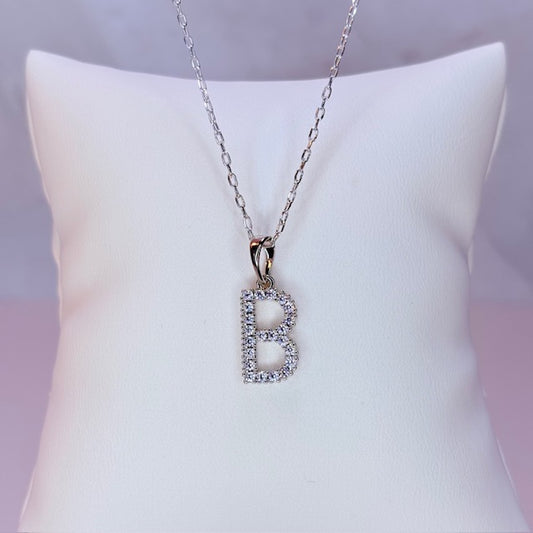 silver embellished initial necklace