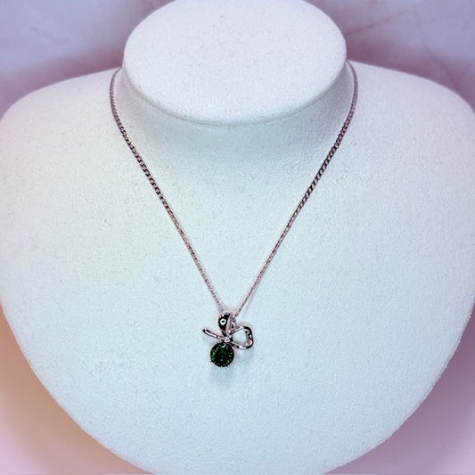 silver dainty bow necklace