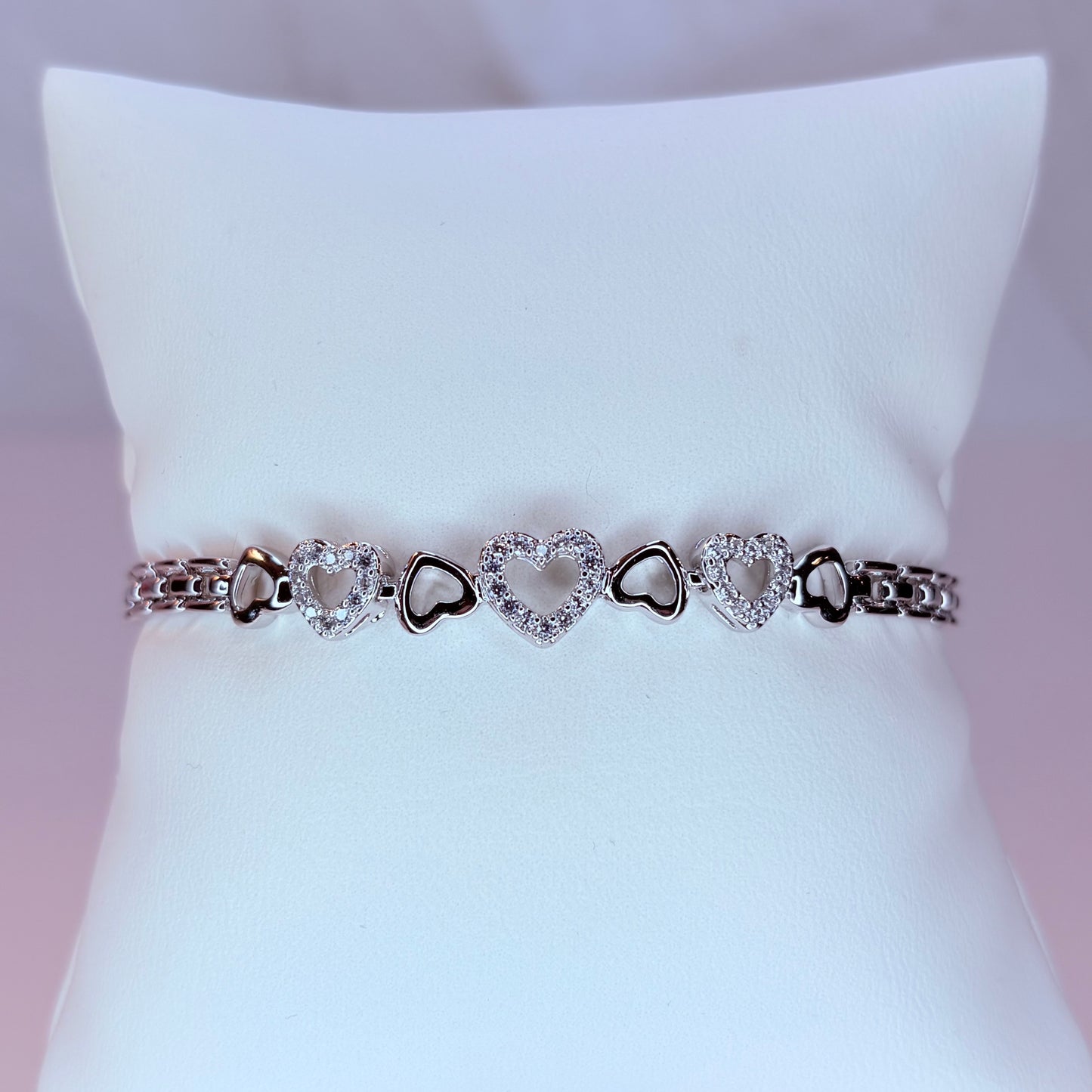 silver lucky 7 heart bracelet