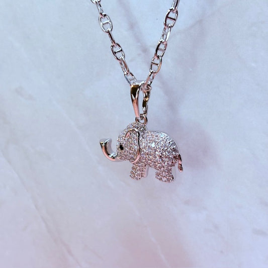 silver mini elephant necklace