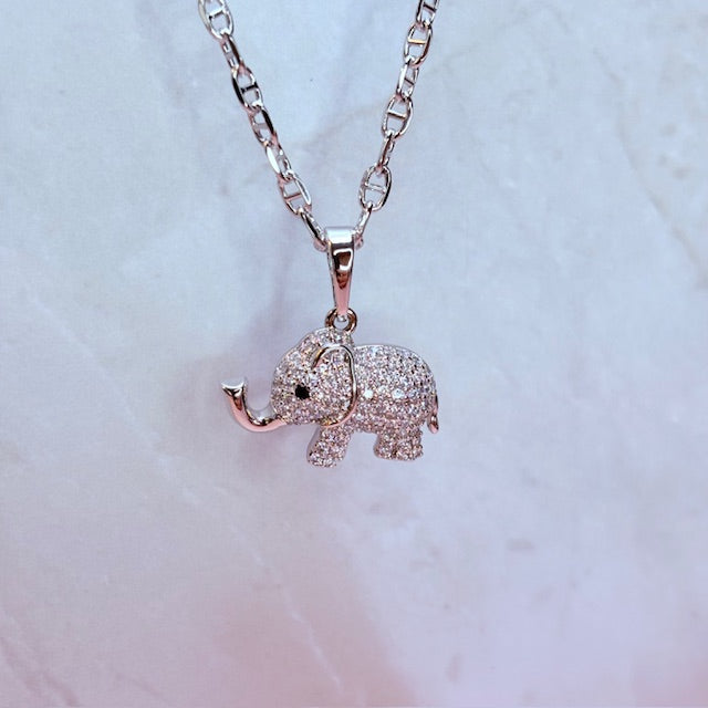 silver mini elephant necklace